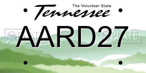 AARD27 Tennessee License Plate