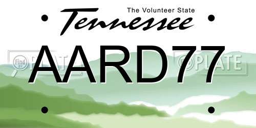 AARD77 Tennessee License Plate