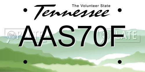 AAS70F Tennessee License Plate