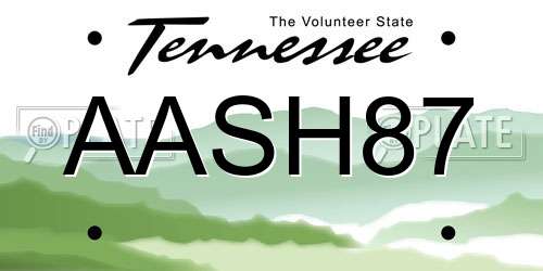 AASH87 Tennessee License Plate