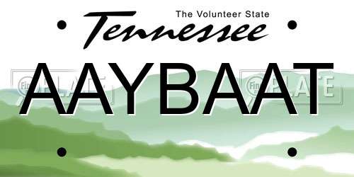 AAYBAAT Tennessee License Plate