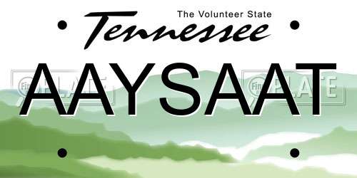AAYSAAT Tennessee License Plate