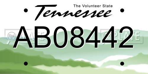 AB08442 Tennessee License Plate