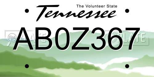 AB0Z367 Tennessee License Plate