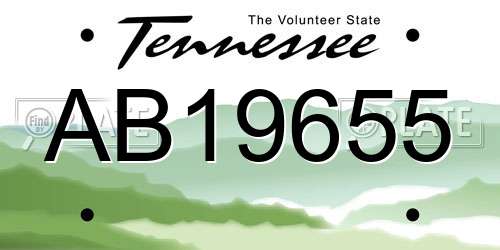 AB19655 Tennessee License Plate