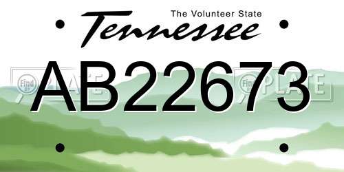 AB22673 Tennessee License Plate