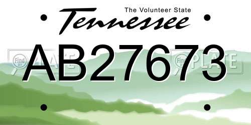 AB27673 Tennessee License Plate