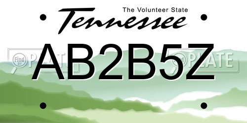 AB2B5Z Tennessee License Plate