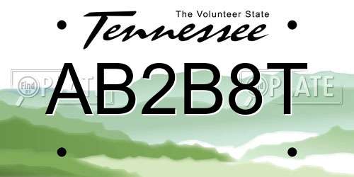 AB2B8T Tennessee License Plate