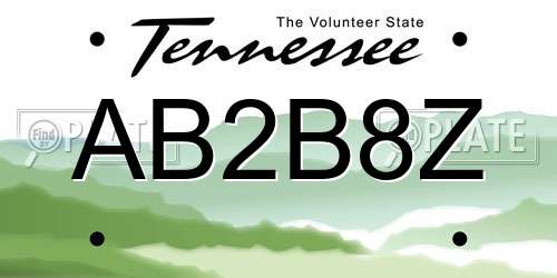 AB2B8Z Tennessee License Plate