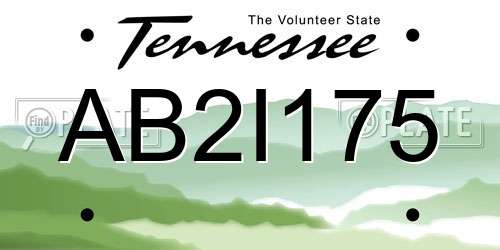 AB2I175 Tennessee License Plate