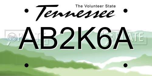 AB2K6A Tennessee License Plate