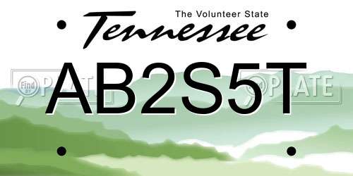 AB2S5T Tennessee License Plate