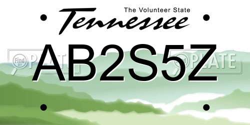AB2S5Z Tennessee License Plate