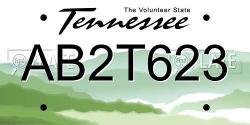 AB2T623 Tennessee License Plate
