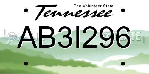 AB3I296 Tennessee License Plate