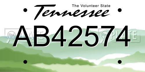 AB42574 Tennessee License Plate