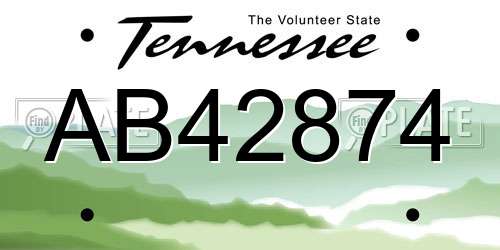 AB42874 Tennessee License Plate