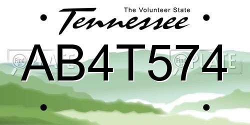 AB4T574 Tennessee License Plate