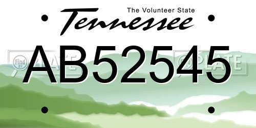 AB52545 Tennessee License Plate
