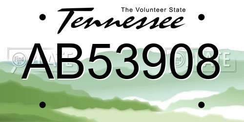 AB53908 Tennessee License Plate