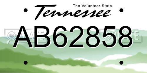 AB62858 Tennessee License Plate