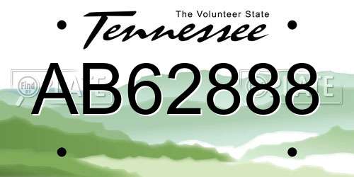 AB62888 Tennessee License Plate