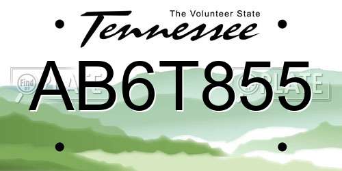AB6T855 Tennessee License Plate