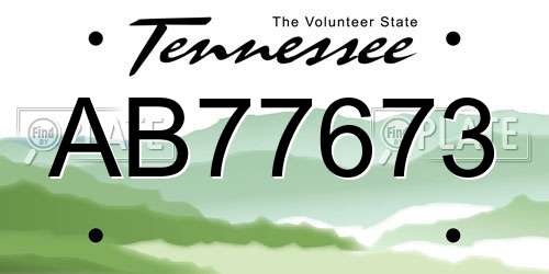 AB77673 Tennessee License Plate