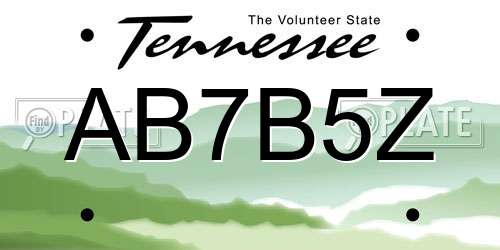 AB7B5Z Tennessee License Plate