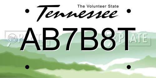 AB7B8T Tennessee License Plate