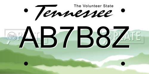 AB7B8Z Tennessee License Plate