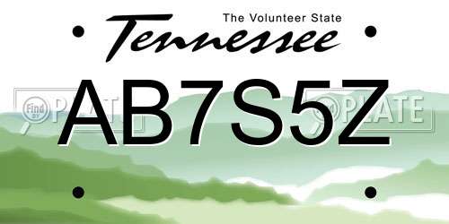 AB7S5Z Tennessee License Plate