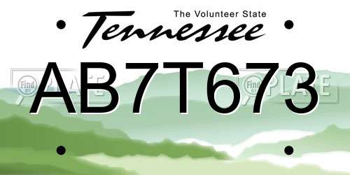 AB7T673 Tennessee License Plate