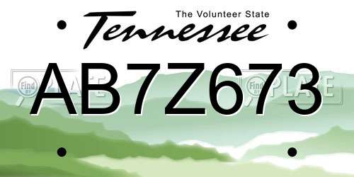 AB7Z673 Tennessee License Plate
