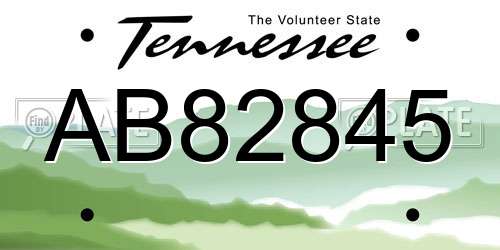 AB82845 Tennessee License Plate