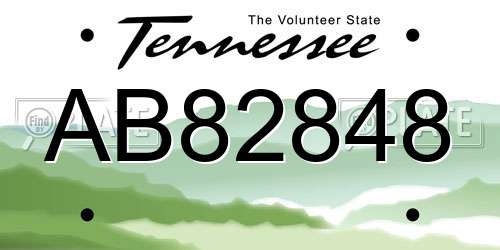 AB82848 Tennessee License Plate