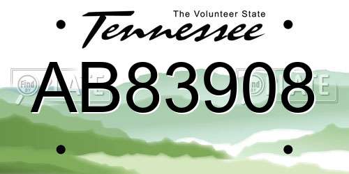 AB83908 Tennessee License Plate