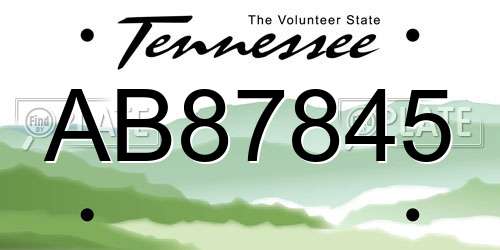 AB87845 Tennessee License Plate