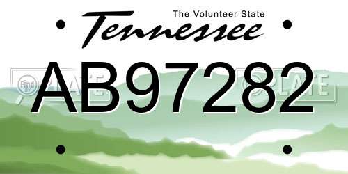 AB97282 Tennessee License Plate
