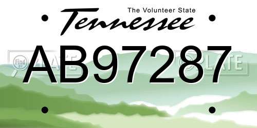AB97287 Tennessee License Plate
