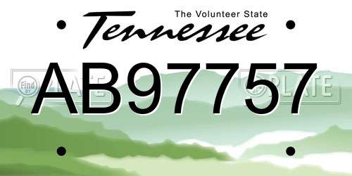 AB97757 Tennessee License Plate