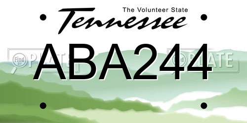 ABA244 Tennessee License Plate
