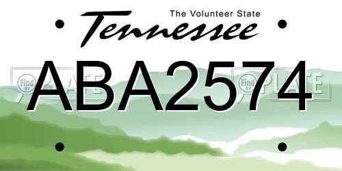 ABA2574 Tennessee License Plate