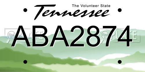 ABA2874 Tennessee License Plate