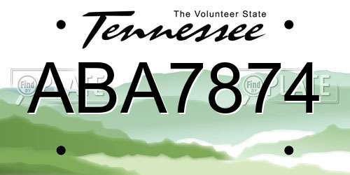 ABA7874 Tennessee License Plate