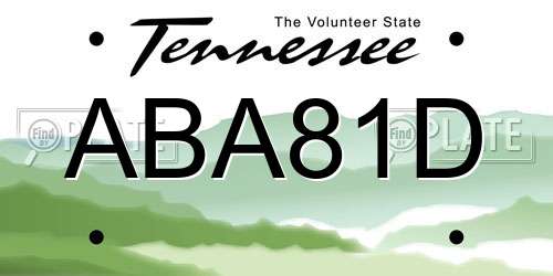 ABA81D Tennessee License Plate