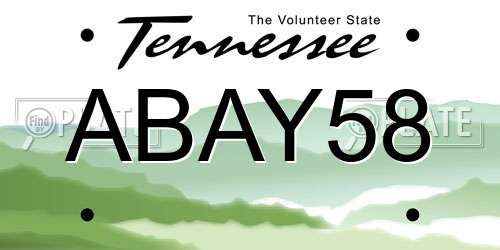 ABAY58 Tennessee License Plate