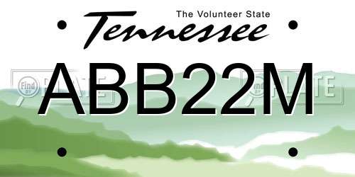 ABB22M Tennessee License Plate