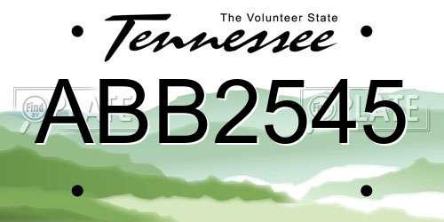ABB2545 Tennessee License Plate